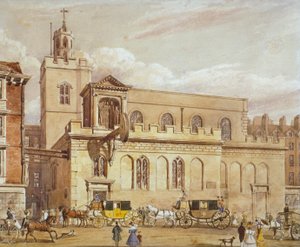 St Dunstanin kirkko lännessä, Fleet Street, Lontoon kaupunki, 1827 tekijältä Thomas Talbot Bury