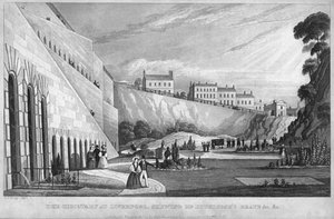 Liverpoolin hautausmaa, jossa näkyy Mr Huskissons Grave jne, 1831.