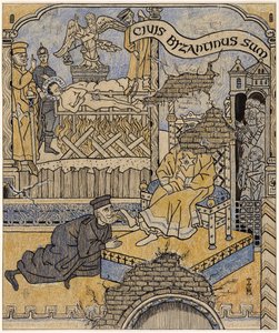Uudelleen löydetty seinämaalaus Bysantin oikeuspalatsissa; Simplicissimus V/34 tekijältä Thomas Theodor Heine