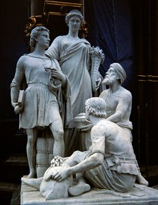 Kauppa, Albert Memorialin veistosryhmä, valmistunut 1876 (graniitti) tekijältä Thomas Thornycroft