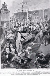 Sir Robert Peel talossa, 1846, kuvitus "Hutchinsonin tarinasta brittiläisestä kansasta", n. 1923