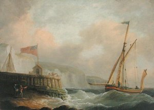 Cutter Entering Harbour (öljy laudalle) tekijältä Thomas Whitcombe