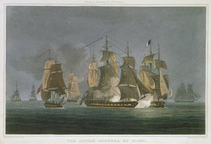 The Action Renewed by Night, Madagaskarin edustalla, 20. toukokuuta 1811, kaivertanut J. Bailey J. Ralfen teokseen "The Naval Chronology of Great Britain", julkaistu 1820