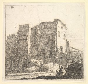 Nainen kehräämässä ja kalastaja, 1600-luku. tekijältä Thomas Wijck