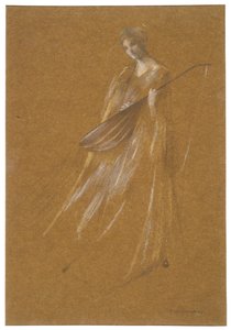 Dame mit Laute tekijältä Thomas Wilmer Dewing