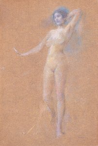 Seisova alaston kuva tytöstä tekijältä Thomas Wilmer Dewing
