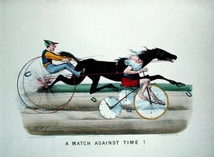 "A Match Against Time" -kilpailu hevosen ja isän ajan välillä polkupyörällä