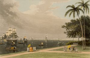Näkymä Kalkuttaan Garden Reachista, 1810 tekijältä Thomas und William Daniell