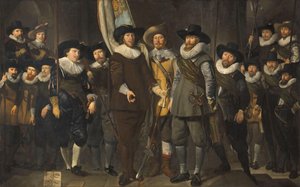 Amsterdamin III piirin upseerit ja muut kansalaiskaartilaiset kapteeni Allaert Cloeckin ja luutnantti Lucas Jacobsz Rotgansin johdolla tekijältä Thomas de Keyser