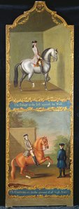 "The Passage to the Left against the Wall" (ylhäällä) ja "The Courvette etc, tis the Ground of all High Airs" (alhaalla), n. 1750