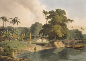 Bandellin lähellä Hoogly-joella, levy VIII osassa 6 "Oriental Scenery", pubi. 1804 (akvatinta)