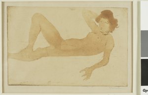 Makuuasennossa alaston nainen tekijältä Théophile Alexandre Pierre Steinlen