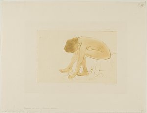 Istuva nainen pyyhkii jalkojaan tekijältä Théophile Alexandre Pierre Steinlen