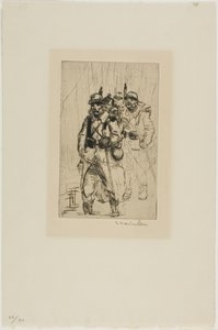 Kolme sotilasta kävelee tekijältä Théophile Alexandre Pierre Steinlen