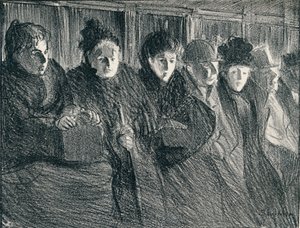Raitiovaunun sisällä, 1896, 1898 tekijältä Théophile Alexandre Steinlen