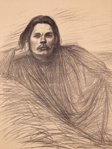 Kirjailija Maksim Gorkin muotokuva 1868-1939, noin 1894. tekijältä Théophile Alexandre Steinlen