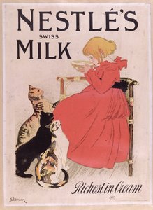 Julistemainos Nestlen Swiss Milk, 1800-luvun loppu (värikaiverrus)