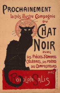 Pian erittäin maineikas Compagnie du Chat Noir Rodolphe Salisin (2. Fassung) kanssa. Ranska, 1896, Imp. Charles Verneau, Pariisi tekijältä Théophile Alexandre Steinlen