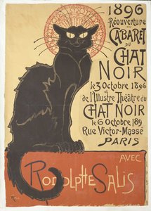 Cabaret du Chat Noirin uudelleen avaaminen, 1896. tekijältä Théophile Alexandre Steinlen