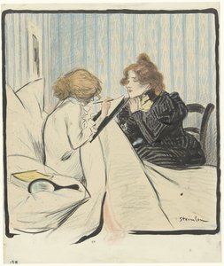 Kaksi naista makuuhuoneessa tekijältä Théophile Alexandre Steinlen
