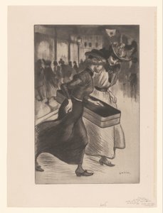 Kaksi naista kävelemässä kadulla Les deux trottins tekijältä Théophile Alexandre Steinlen