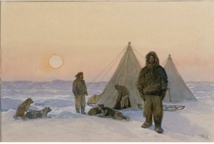 Napatutkijat (akvarelli paperille) tekijältä Thorolf Holmboe