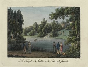Apollon temppeli ja kaskadi Pavlovskin puistossa, 1810-luku.
