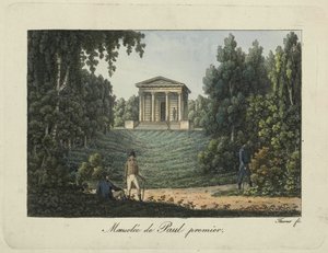 Paavali I:n temppeli tai Paavali I:n mausoleumi Pavlovskin puistossa, 1810-luku.