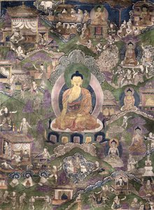 Buddhan thangka (guassi kankaalle) tekijältä Tibetan School
