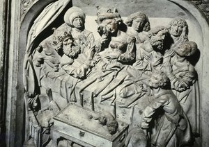 Henrik II:n 973-1024 ja hänen vaimonsa Kunigunden hauta, keisarin kuoleman yksityiskohta, 1499-1513 kivi.
