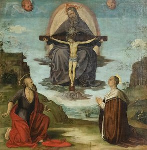 Kolminaisuus ja pyhä Hieronymus ja siunattu Colombini, noin 1520 (öljy kankaalle).