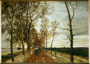 Allee bei Amsterdam - tie puineen lähellä Amsterdamia (öljy kankaalle)