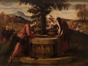Kristus ja Samarian nainen tekijältä Tintoretto (Jacopo Robusti)