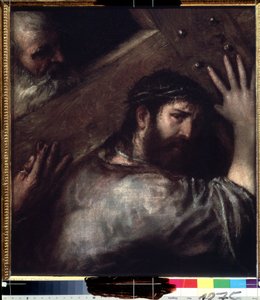 Kristus kantaa ristiä (Le portement de croix) (Kristus kantaa ristiä). Titianin tai Le Titianin maalaus (Tiziano Vecellio tai Vecelli tai Tiziano da Cador tekijältä Titian (c.1488 1576)