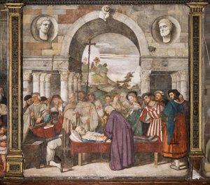 Kurin sydän arkussa, pohjoinen seinä, Pyhän koulu, Pyhän Antoniuksen basilika (Pyhän basilika), Padova, Italia tekijältä Titian (c.1488 1576)