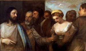 Kristus ja avionrikkoja nainen (maalaus, n. 1540) tekijältä Tiziano Vecelli