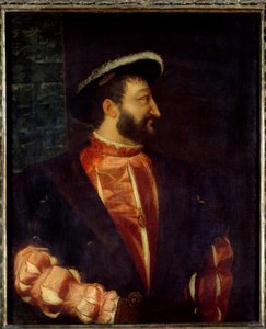 Ranskan kuninkaan Francois I:n (1494-1547) muotokuva Tiziano Vecellio dit Le Titian (1485-1576) maalaus 1538 su. 1,09 x 0,89 m tekijältä Tiziano Vecelli