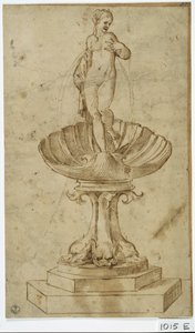 Study for Fountain (tussi ja muste paperille)