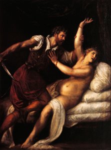 Tarquinius ja Lucretia, kirjoittanut Titian (n. 1490-1576), öljy paneelille, 84x68 cm