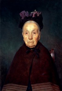 Tito Lessin (1858-1917) vanhan naisen muotokuva, öljytaulu, 33x22 cm, noin 1897