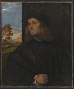 Venetsialaisen taidemaalarin Giovanni Bellinin (?) muotokuva tekijältä Tizian