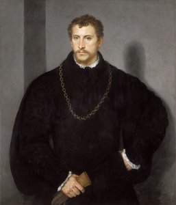 Nuoren englantilaisen muotokuva Nuoren miehen harmaat silmät muotokuva, 1540-1545. tekijältä Tiziano Vecelli
