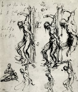 Luonnokset Brescian Pyhälle Sebastianille, c1518, 1937 tekijältä Tiziano Vecelli