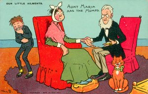 Maria-tädillä on sikotauti (värillinen litografia) tekijältä Tom Browne