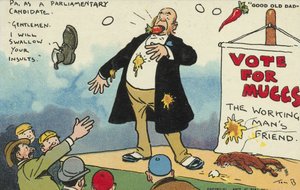 Väkijoukko pilkkaa kansanedustajaehdokasta tekijältä Tom Browne