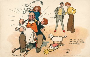 Isoisä huolehtii lapsista (värilitro)