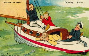 Ulos syvyyksiin: merimiehet rohkeasti (värilitografia) tekijältä Tom Browne