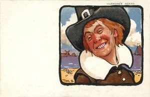 Smling-mies hollantilaisessa puvussa (värilitra) tekijältä Tom Browne