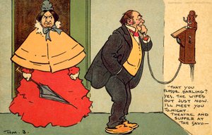 Teatteri ja illallinen Savoyssa (chromolitho) tekijältä Tom Browne