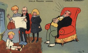 Podger-setä kuorsaa (väri litho) tekijältä Tom Browne
